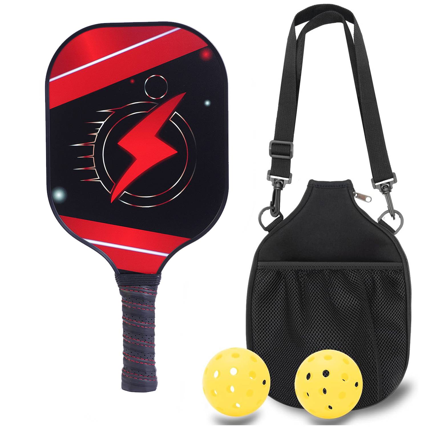 Carbon fiber [Lightning Red] Single+single -shot backpack+2 40 -hole outdoor balls